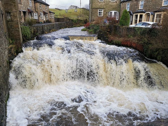Duerley Beck Falls in the centre of Hawes on Wensleydale